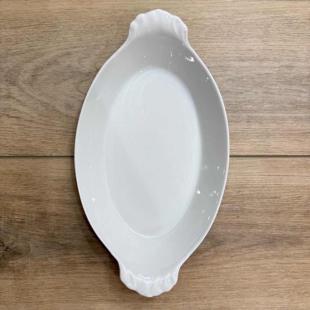 Pillivuyt France Vintage White Porcelain 20oz Eared Oval Au Gratin Baker Large